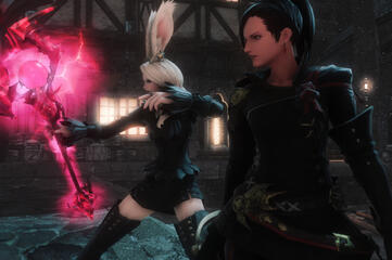 Manuella and a friend preparing for a fight.